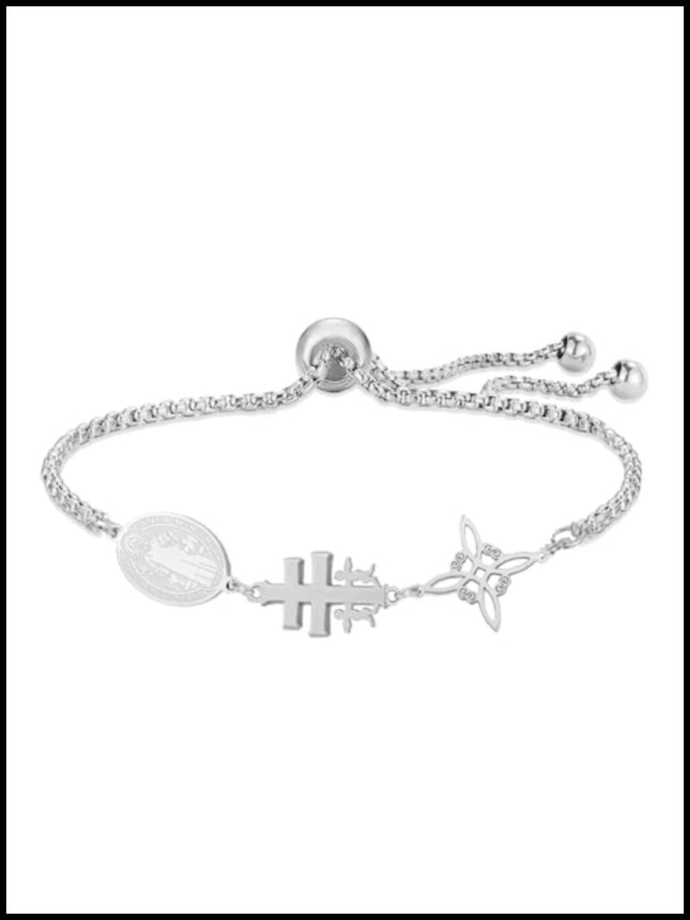 Stainless Steel Sliding Bracelet for Women Religious Symbols